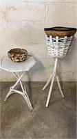 Vintage twig branch side table painted white and