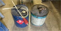 Lot of two 5 gallon gas/oil cans with siphon -