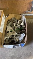 Two box lot including door hardware, pulleys,