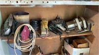 Shelf lot includes seven power tools, saws,