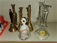 Crystal Candle Sticks & Brass Bells