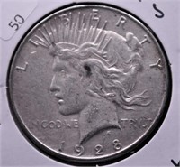 1928 S PEACE DOLLAR VF