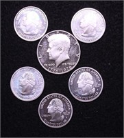 6 SILVER PROOF US COINS