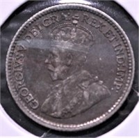 1913 CANADA SILVER 5 CENTS XF