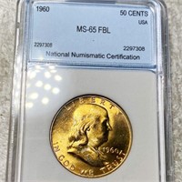1960 Franklin Half Dollar NNC - MS 65 FBL