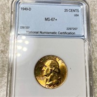 1949-D Washington Silver Quarter NNC - MS67+