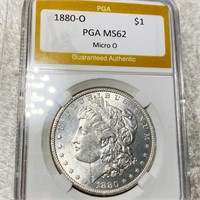 1880-O "Micro O" Morgan Silver Dollar PGA - MS62