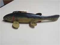 WOOD FISH DECOY SIGNED ON BOTTOM