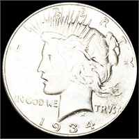 1934 Silver Peace Dollar NEARLY UNCIRCULATED