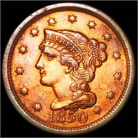 1850 Braided Hair Large Cent CLOSELY UNCIRCULATED