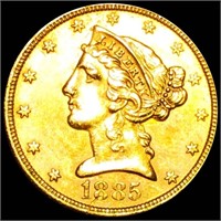 1885-S $5 Gold Half Eagle UNCIRCULATED