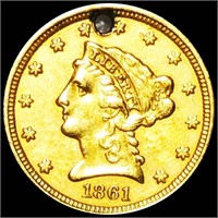 1861 Quarter Eagle Gold $2.50 UNC love Token