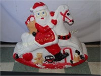 Blow Mold Plastic Christmas Santa on Rocking