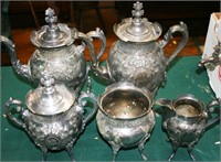 Ornate 5-Pc. Silverplate Tea Set