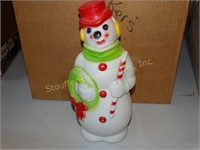 Vintage Blow Mold Plastic Snowman 13"T missing