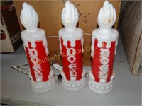 3 Vintage Blow Mold Plastic Christmas Candles