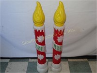 2 Blow Mold Plastic Christmas Candles 38"T
