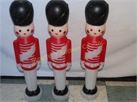 3 Blow Mold Plastic Christmas Soldiers 31"T