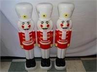 3 Blow Mold Plastic Christmas Nut Crackers  40"T
