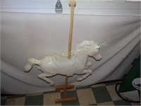 Blow Mold Plastic Carousel Horse 27"x 36" w/pole,