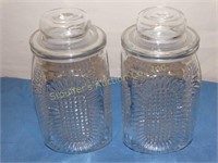2 Anchor Hocking Glass Canisters 8"T
