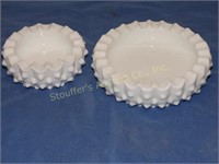2 Fenton Hobnail ash trays 1 has chip largest is