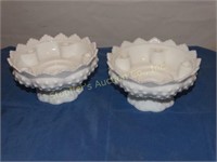 Hobnail milk glass candle center pieces 1 marked