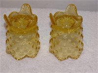 2 Fenton Hobnail tooth pick holders 3"T