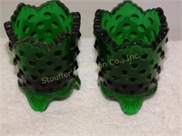 2 Fenton Hobnail tooth pick holders 3"T