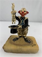 Pewter clown figurine made by rocks 1980 stands