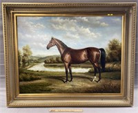 Horse Portrait Oil Painting Signed