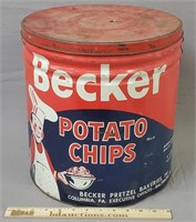 Vintage Becker Potato Chips Can
