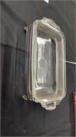Silver plated glass casserole tray holder