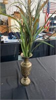 Brass decor vase with foliage