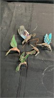 Stained glass hanging hummingbird figures