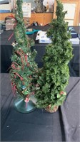 Two small 2ft Christmas trees