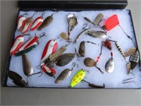 COLLECTION OF SPOON LURES IN CASE