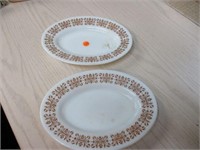 2 Pyrex Copper Filigree Oval Plates