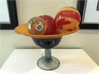 Hand Blown Glass Bowl w/Hand Blown Glass Balls