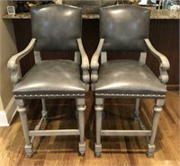 Pair of Leather Bar Stools