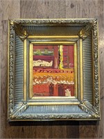 Small Abstract Original Oil Painting with Frame