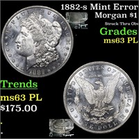 1882-s Mint Error  Morgan Dollar $1 Grades Select