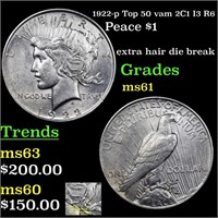 1922-p Top 50 vam 2C1 I3 R6 Peace Dollar $1 Grades