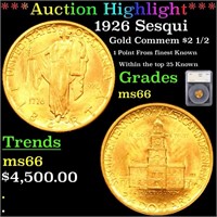 ***Auction Highlight*** 1926 Sesqui Gold Commem $2