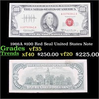 1966A $100 Red Seal United States Note Grades vf++