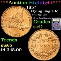 ***Auction Highlight*** 1857 Flying Eagle Cent 1c