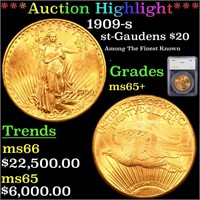 ***Auction Highlight*** 1909-s St. Gaudens $20 Gol