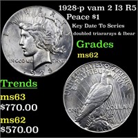 1928-p vam 2 I3 R5 Peace Dollar $1 Grades Select U