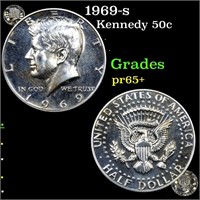 Proof 1969-s Kennedy Half Dollar 50c Grades GEM+ P