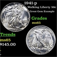 1941-p Walking Liberty Half Dollar 50c Grades GEM